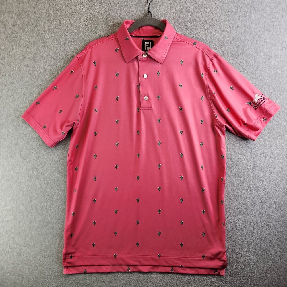 Footjoy Shirt Mens M Pink Catus Print Golf Polo Performance Novelty Southwest - Picture 1 of 12